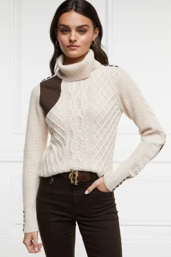 Holland Cooper Knitwear-Country Roll Neck Knit Oatmeal