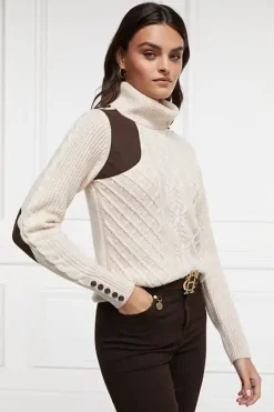 Holland Cooper Knitwear-Country Roll Neck Knit Oatmeal