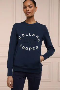 Holland Cooper Shop By Product|Equestrian Gifting-Crystal Crew Neck Sweat Ink Navy