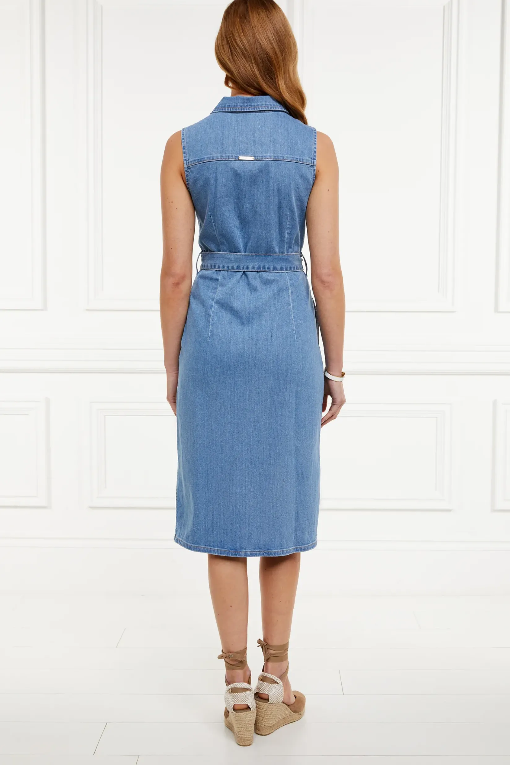 Holland Cooper Dresses-Denim Sleeveless Shirt Dress