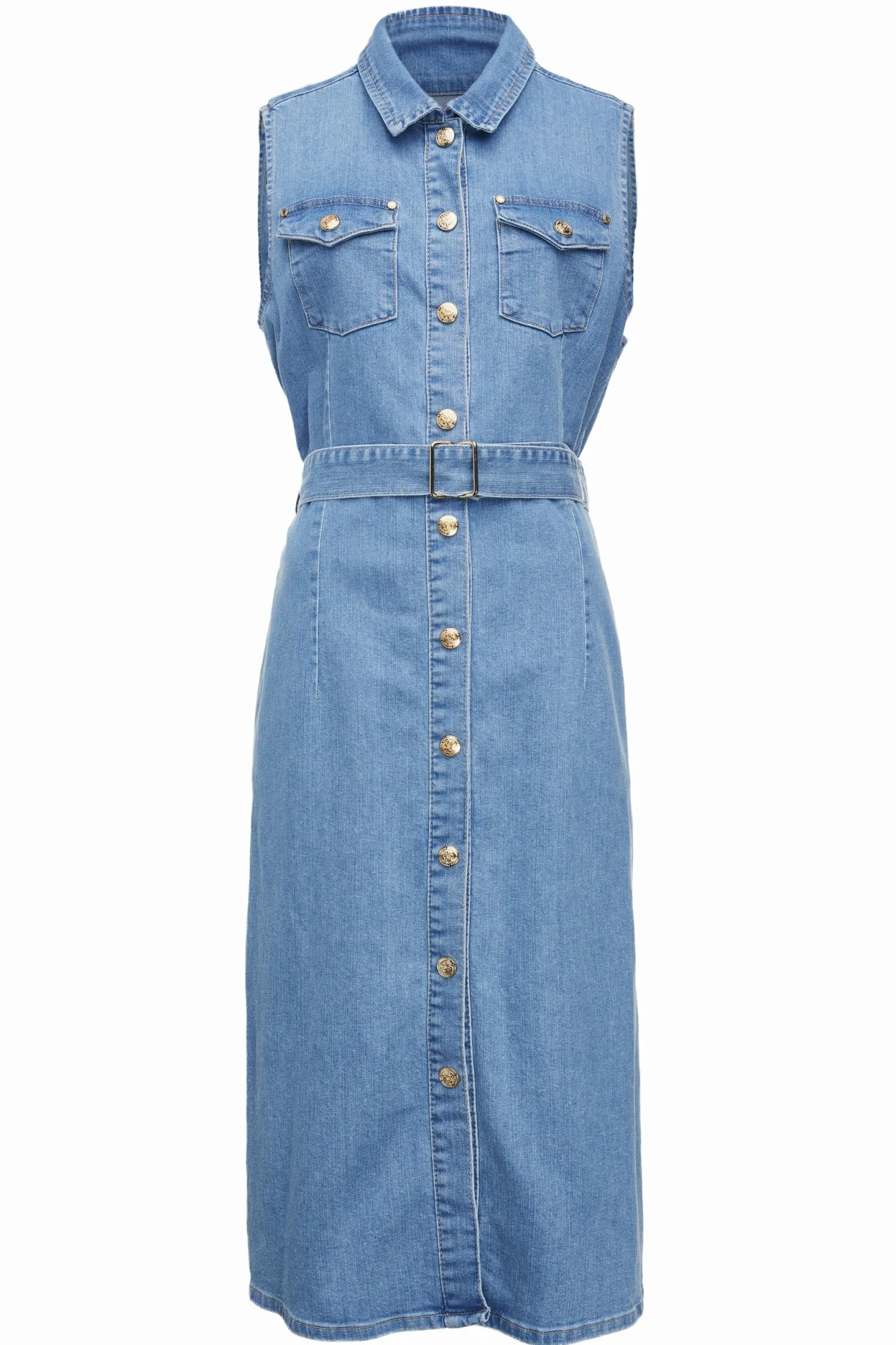 Holland Cooper Dresses-Denim Sleeveless Shirt Dress