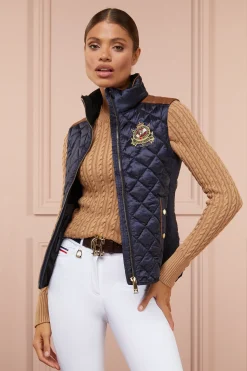 Holland Cooper Gilets|Shop By Product-Diamond Quilt Classic Gilet Ink Navy