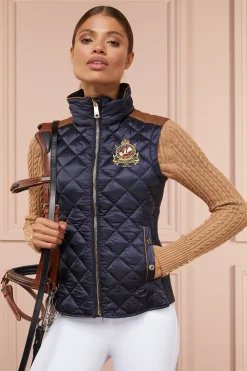 Holland Cooper Gilets|Shop By Product-Diamond Quilt Classic Gilet Ink Navy