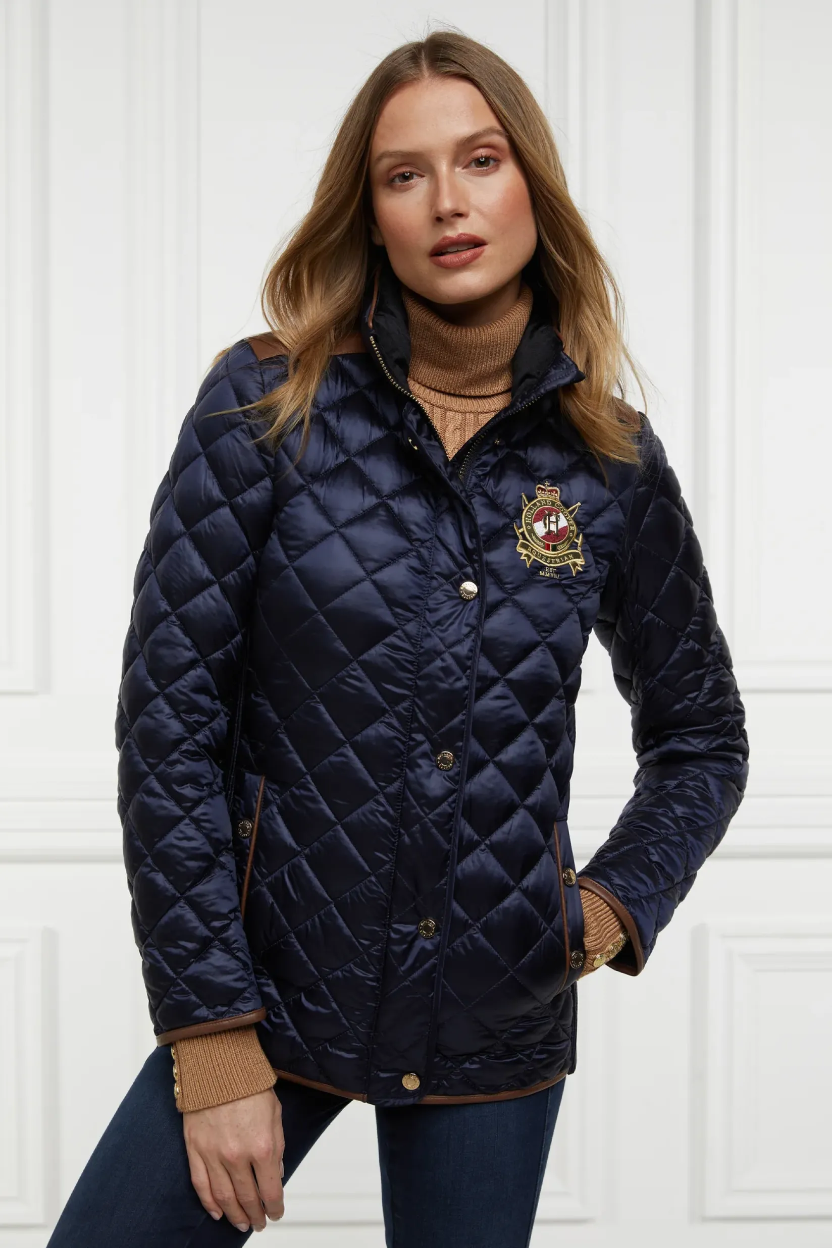 Holland Cooper Jackets-Diamond Quilt Classic Jacket Ink Navy