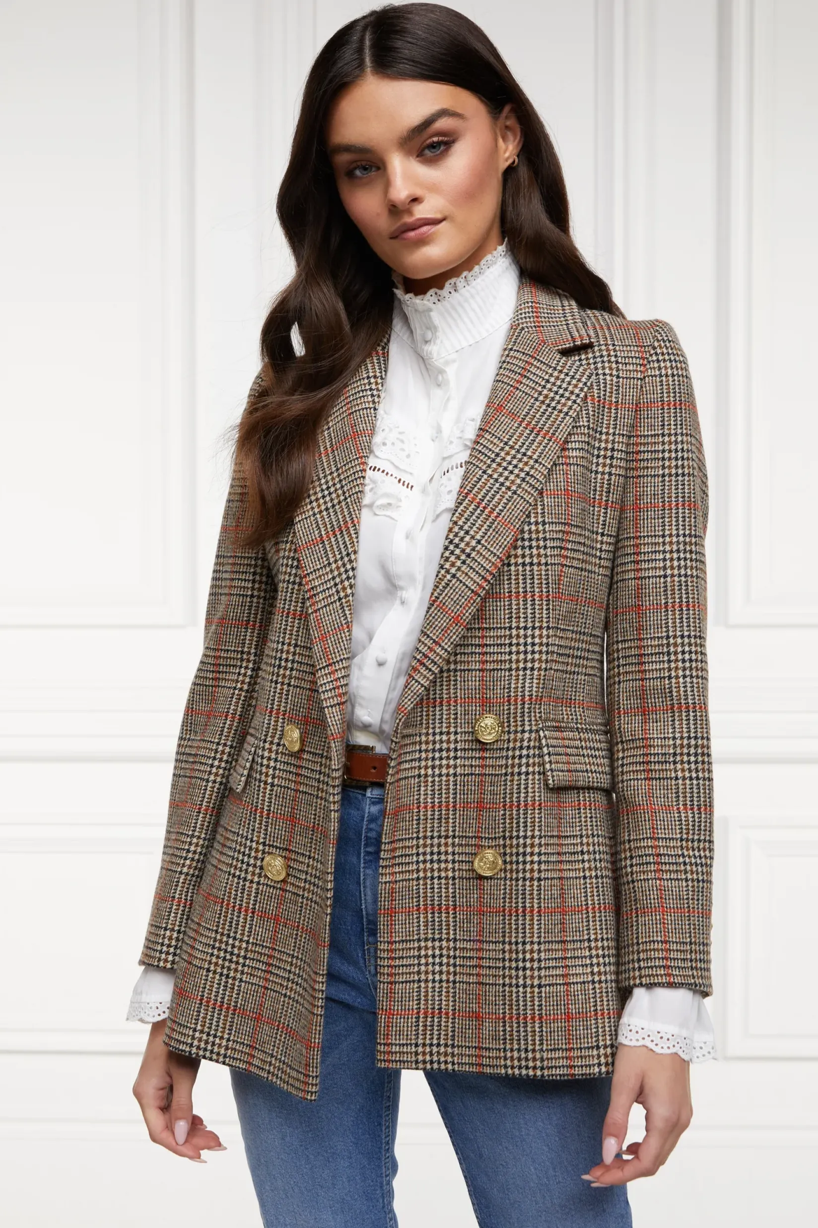 Holland Cooper Jackets|Blazers-Double Breasted Blazer Orange Windsor