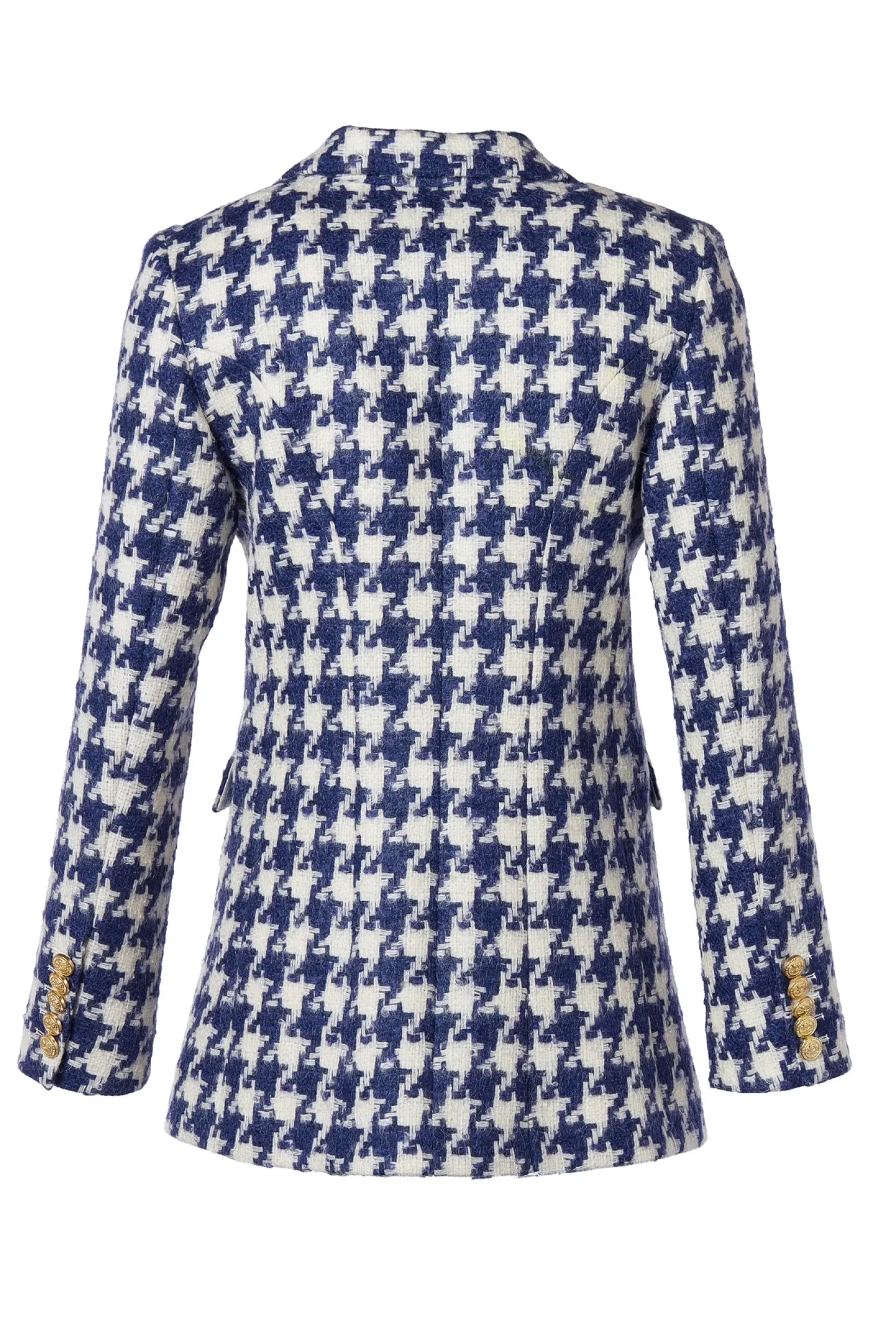 Holland Cooper Blazers|Jackets-Double Breasted Blazer Large Scale Navy Houndstooth