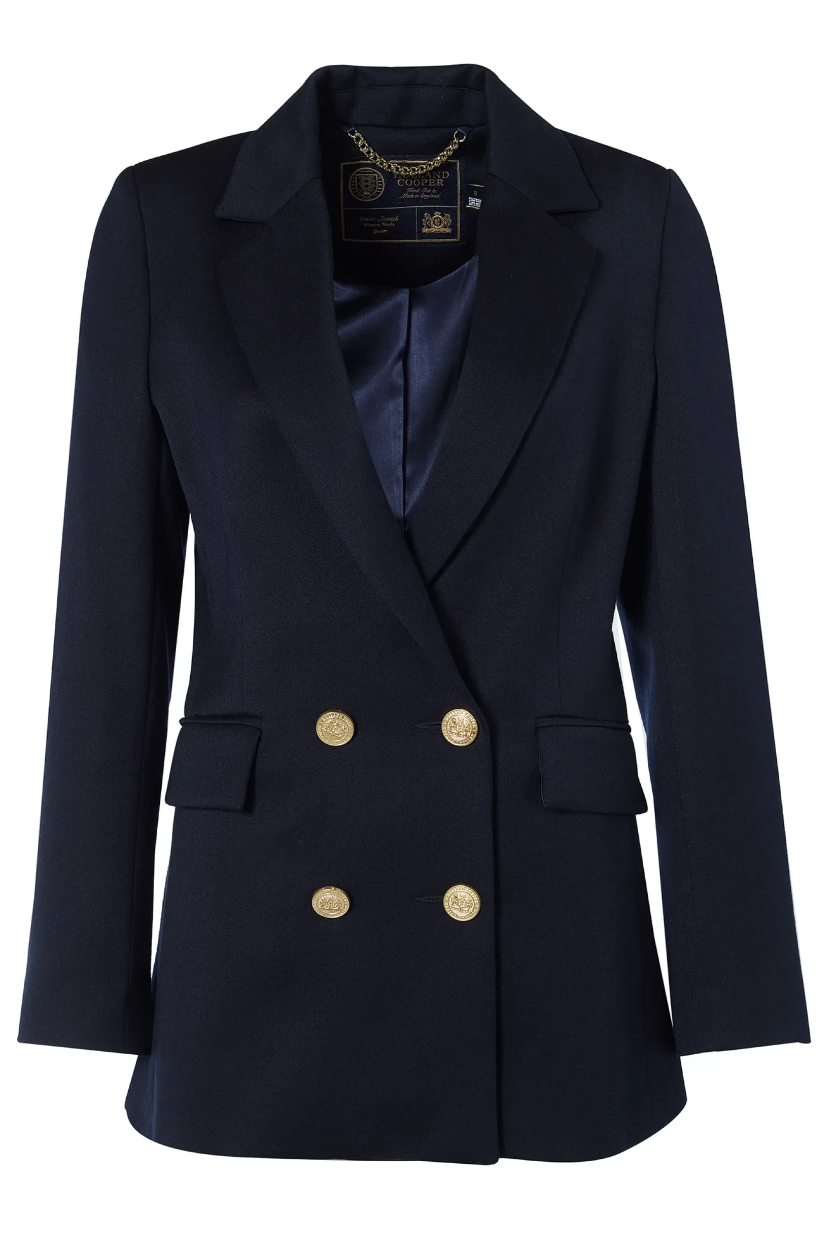 Holland Cooper Blazers|Jackets-Double Breasted Blazer Navy Twill