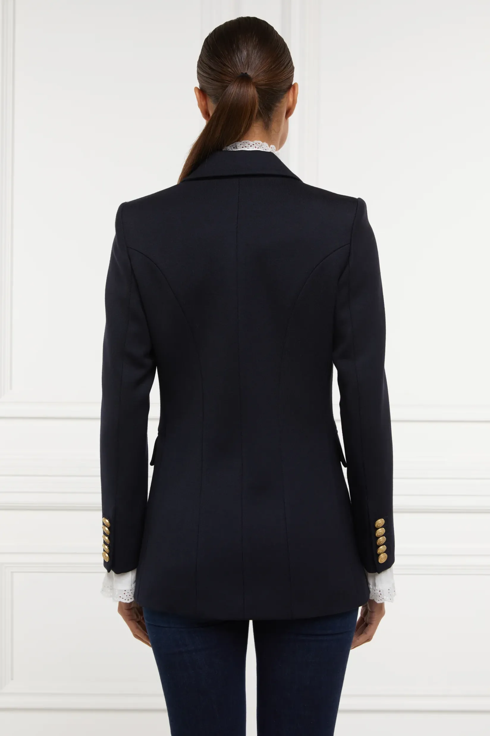 Holland Cooper Blazers|Jackets-Double Breasted Blazer Navy Twill