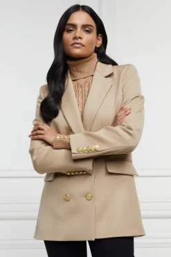 Holland Cooper Blazers|Jackets-Double Breasted Blazer Camel Twill