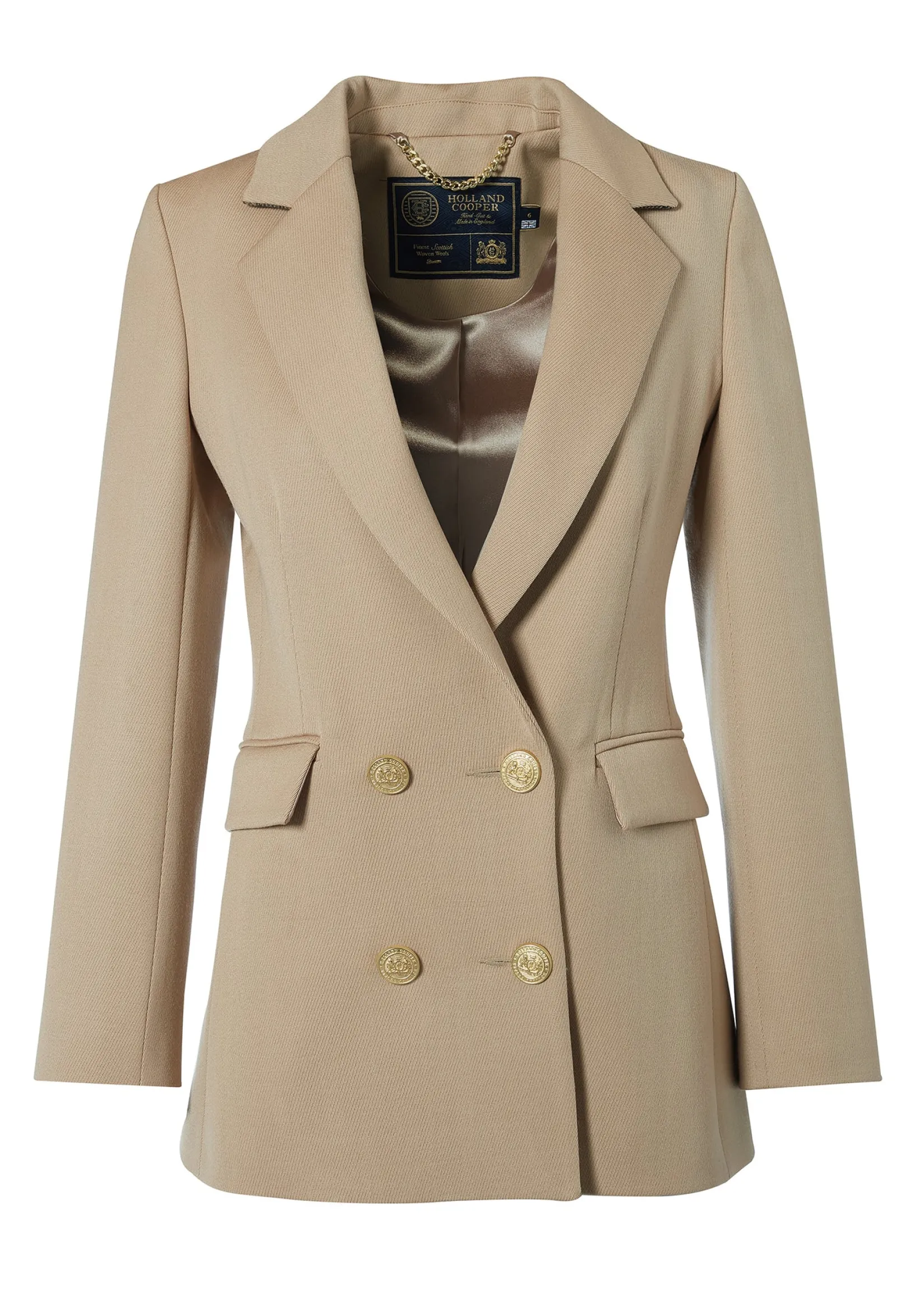 Holland Cooper Blazers|Jackets-Double Breasted Blazer Camel Twill