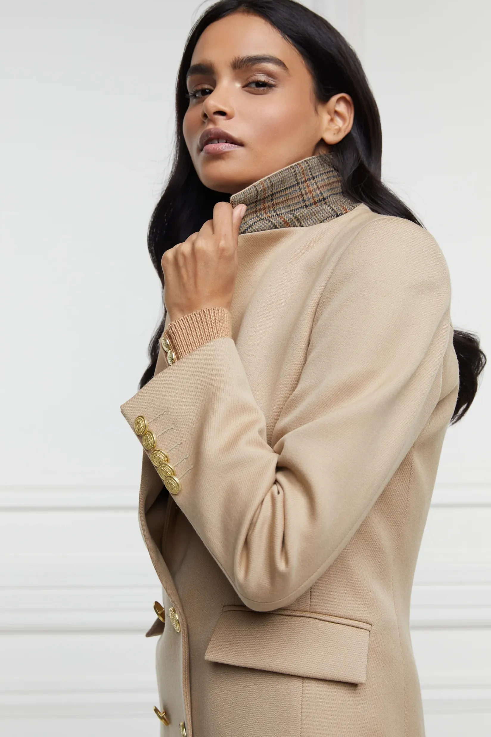 Holland Cooper Blazers|Jackets-Double Breasted Blazer Camel Twill