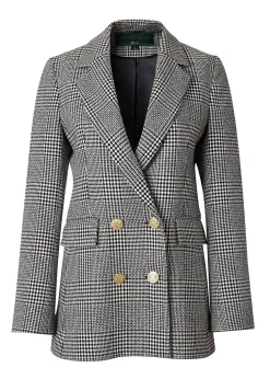 Holland Cooper Blazers|Jackets-Double Breasted Blazer Prince of Wales Mono