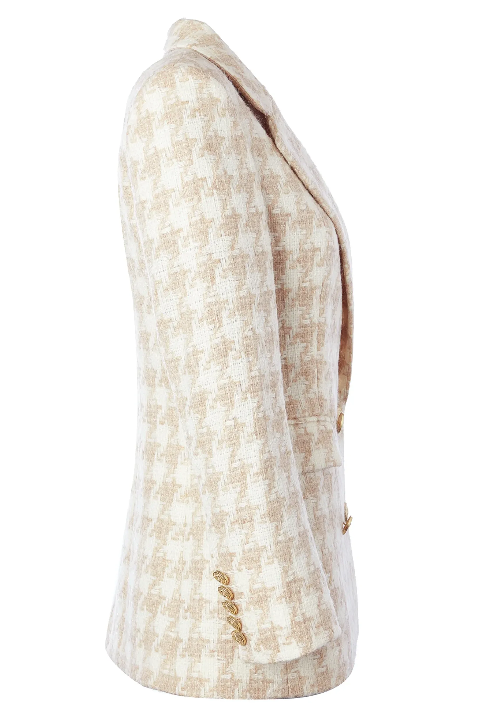 Holland Cooper Blazers|Jackets-Double Breasted Blazer Camel Houndstooth