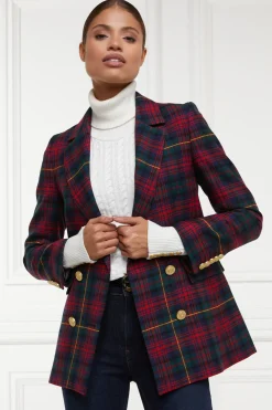 Holland Cooper Blazers|Jackets-Double Breasted Blazer Logan Tartan
