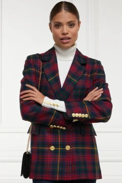 Holland Cooper Blazers|Jackets-Double Breasted Blazer Logan Tartan