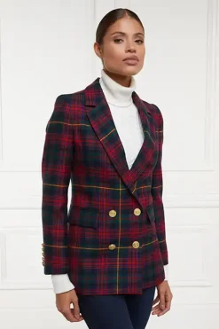 Holland Cooper Blazers|Jackets-Double Breasted Blazer Logan Tartan