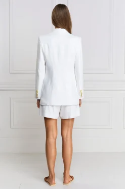 Holland Cooper Blazers|Jackets-Double Breasted Blazer Oyster Linen
