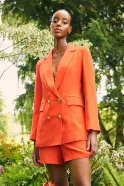 Holland Cooper Blazers|Jackets-Double Breasted Blazer Neroli Linen