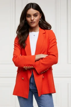 Holland Cooper Blazers|Jackets-Double Breasted Blazer Neroli Linen