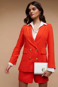 Holland Cooper Blazers|Jackets-Double Breasted Blazer Neroli Linen