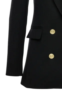 Holland Cooper Blazers|Jackets-Double Breasted Blazer Black Linen