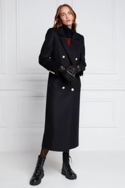 Holland Cooper Coats-Double Breasted Coat Soft Black