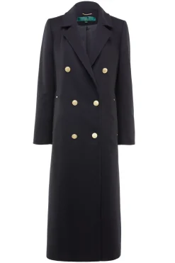 Holland Cooper Coats-Double Breasted Coat Soft Black