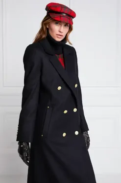 Holland Cooper Coats-Double Breasted Coat Soft Black