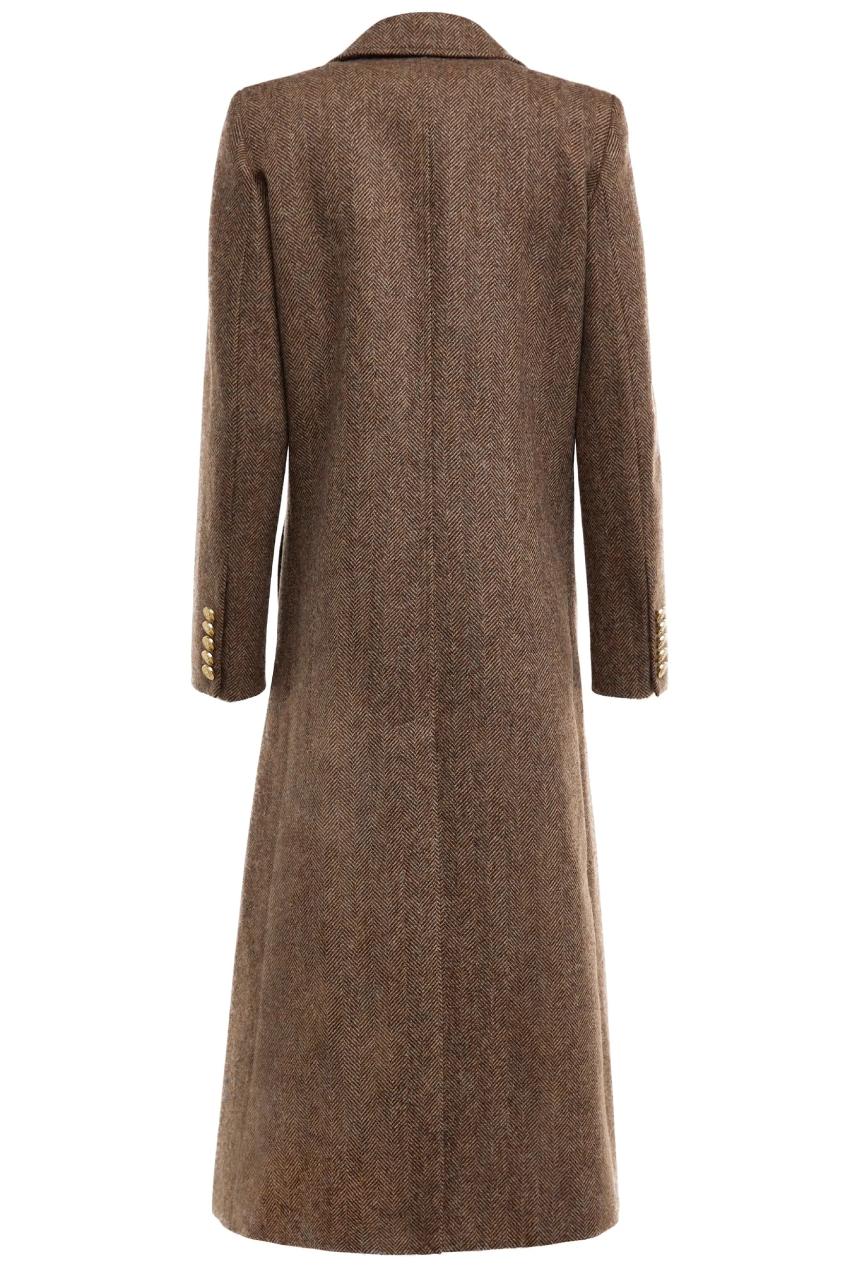 Holland Cooper Coats-Double Breasted Coat Large Scale Brown Herringbone