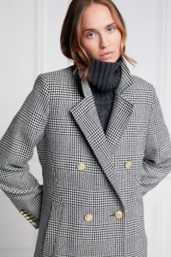 Holland Cooper Coats-Double Breasted Coat Prince of Wales Mono