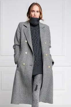 Holland Cooper Coats-Double Breasted Coat Prince of Wales Mono