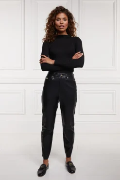 Holland Cooper Trousers-Dunwick Faux Leather Pant Black