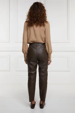 Holland Cooper Trousers-Dunwick Faux Leather Pant Tobacco