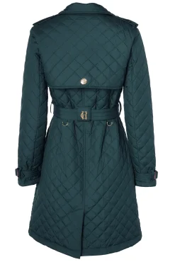Holland Cooper Trench Coats|Coats-Enstone Quilted Trench Coat Emerald