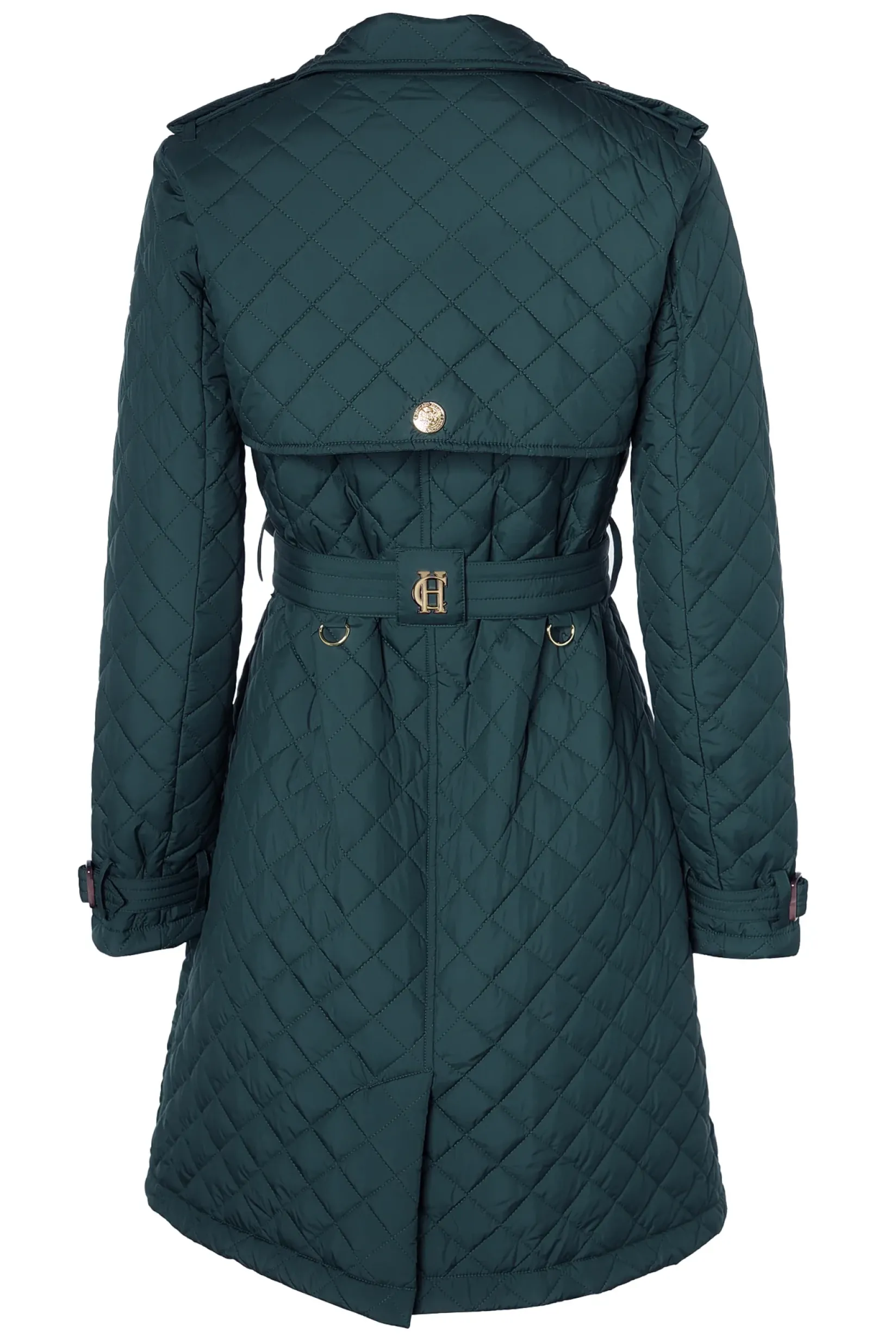 Holland Cooper Trench Coats|Coats-Enstone Quilted Trench Coat Emerald