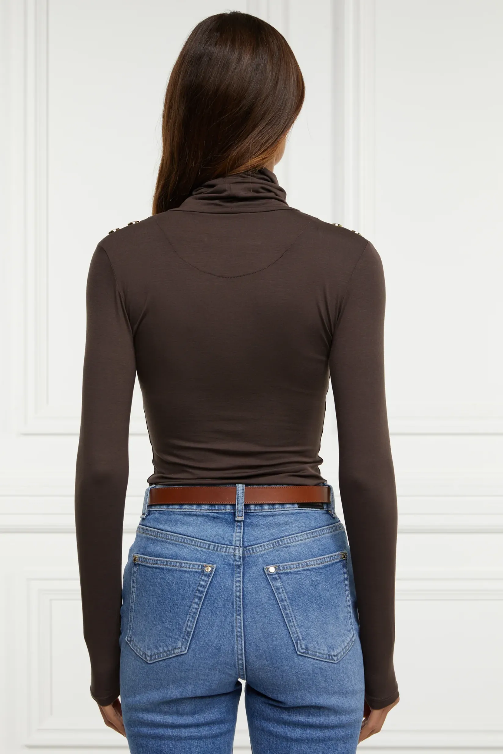 Holland Cooper Gifts For Her|Tops-Essential Roll Neck Coffee