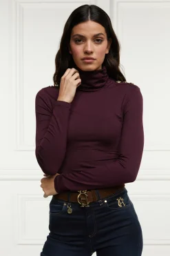 Holland Cooper Gifts For Her|Tops-Essential Roll Neck Burgundy