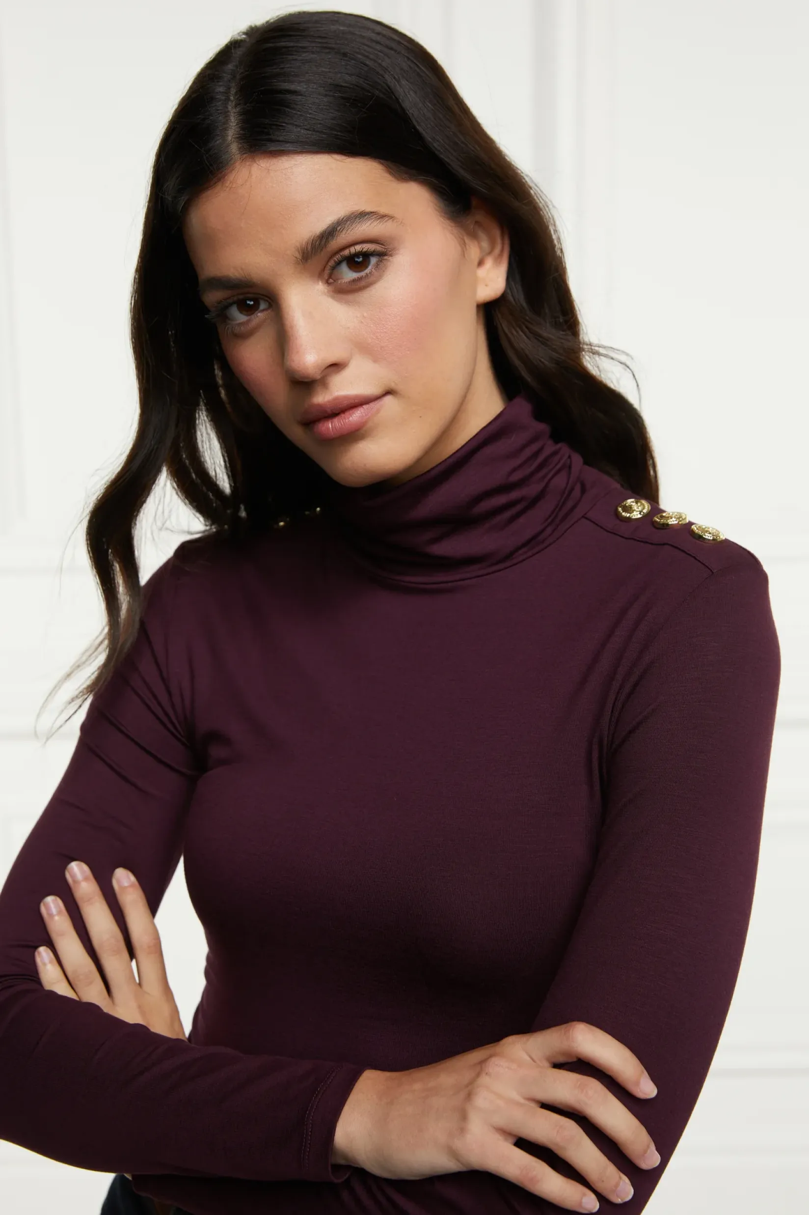 Holland Cooper Gifts For Her|Tops-Essential Roll Neck Burgundy