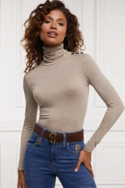 Holland Cooper Tops-Essential Roll Neck Oatmeal
