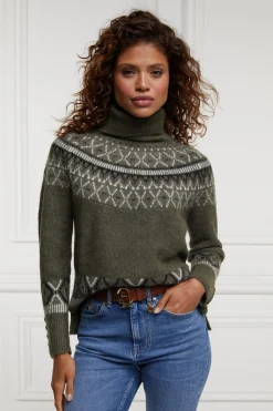 Holland Cooper Knitwear-Fairisle Knit Khaki