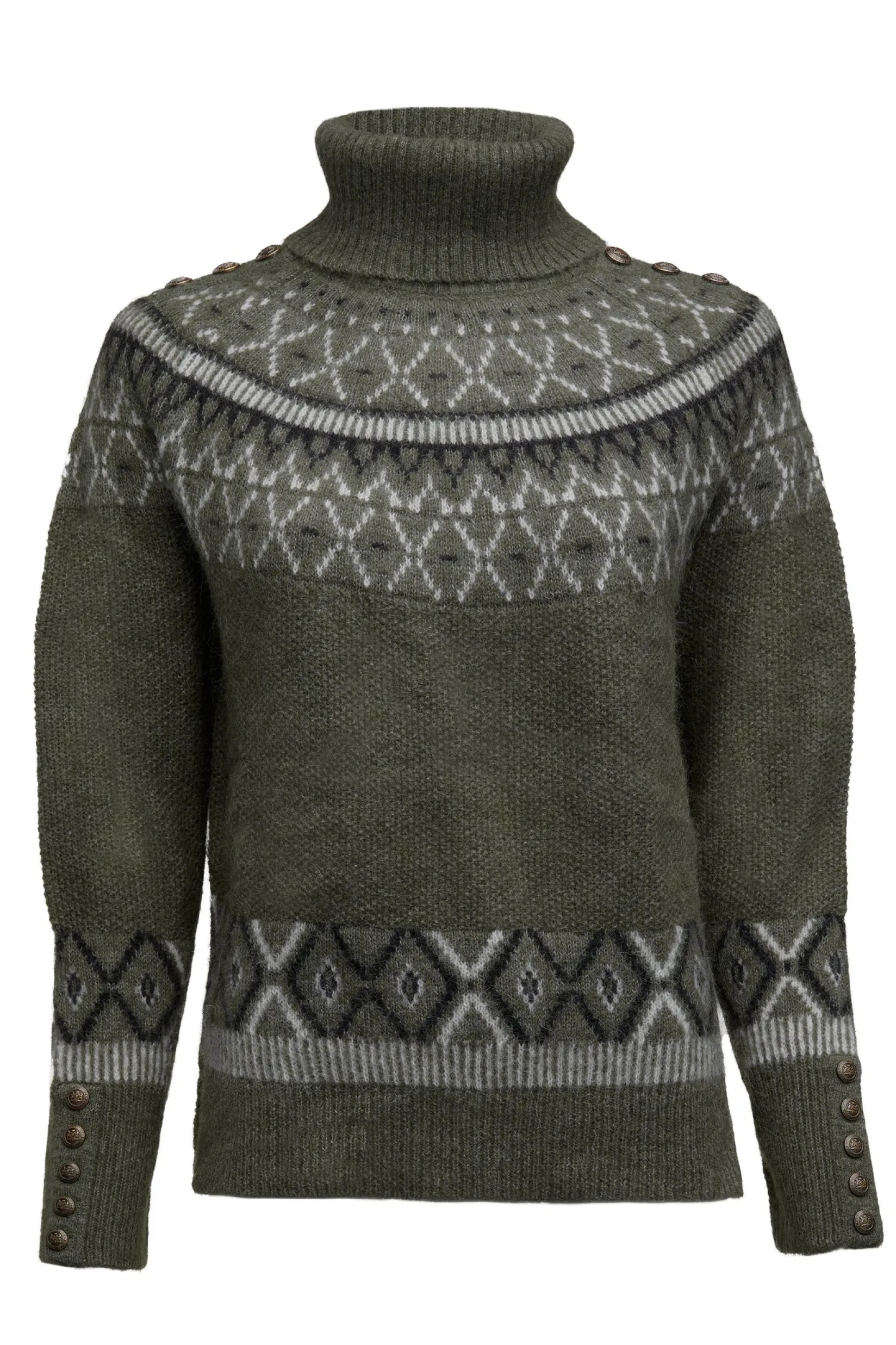 Holland Cooper Knitwear-Fairisle Knit Khaki