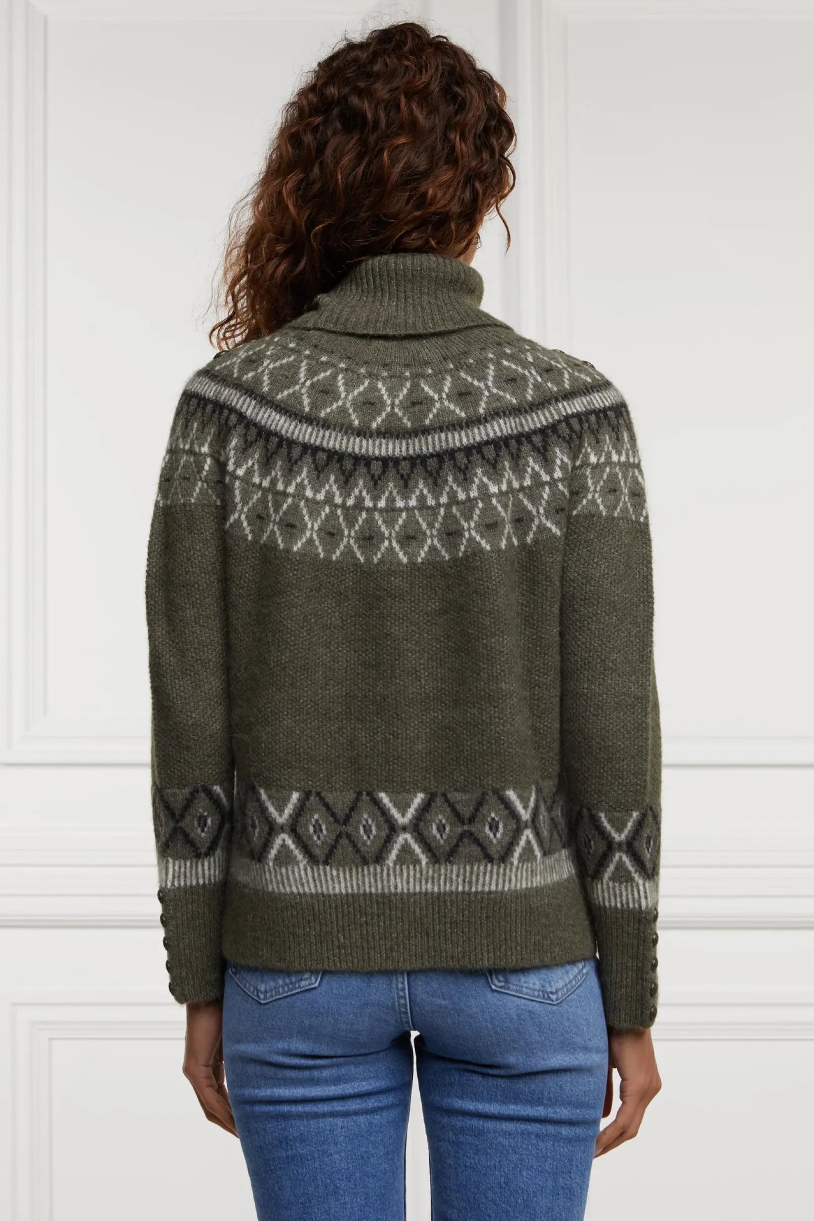 Holland Cooper Knitwear-Fairisle Knit Khaki