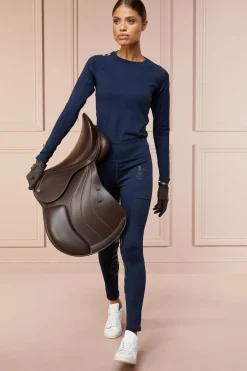 Holland Cooper Training Wear-Findley Crew Base Layer Navy
