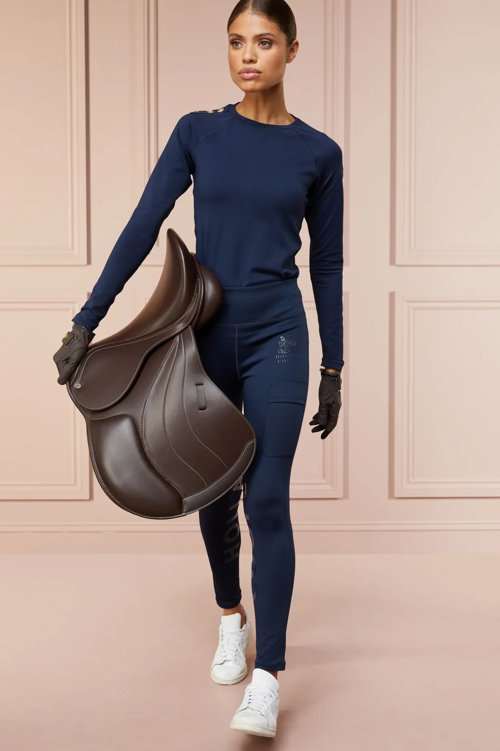 Holland Cooper Training Wear-Findley Crew Base Layer Navy