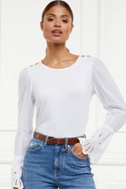 Holland Cooper Gifts For Her|Shirts & Blouses-Francesca Jersey Blouse White