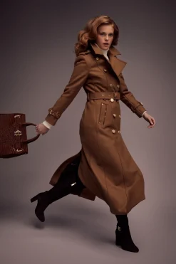 Holland Cooper Gifts For Her|Trench Coats-Full Length Chelsea Trench Coat Dark Camel