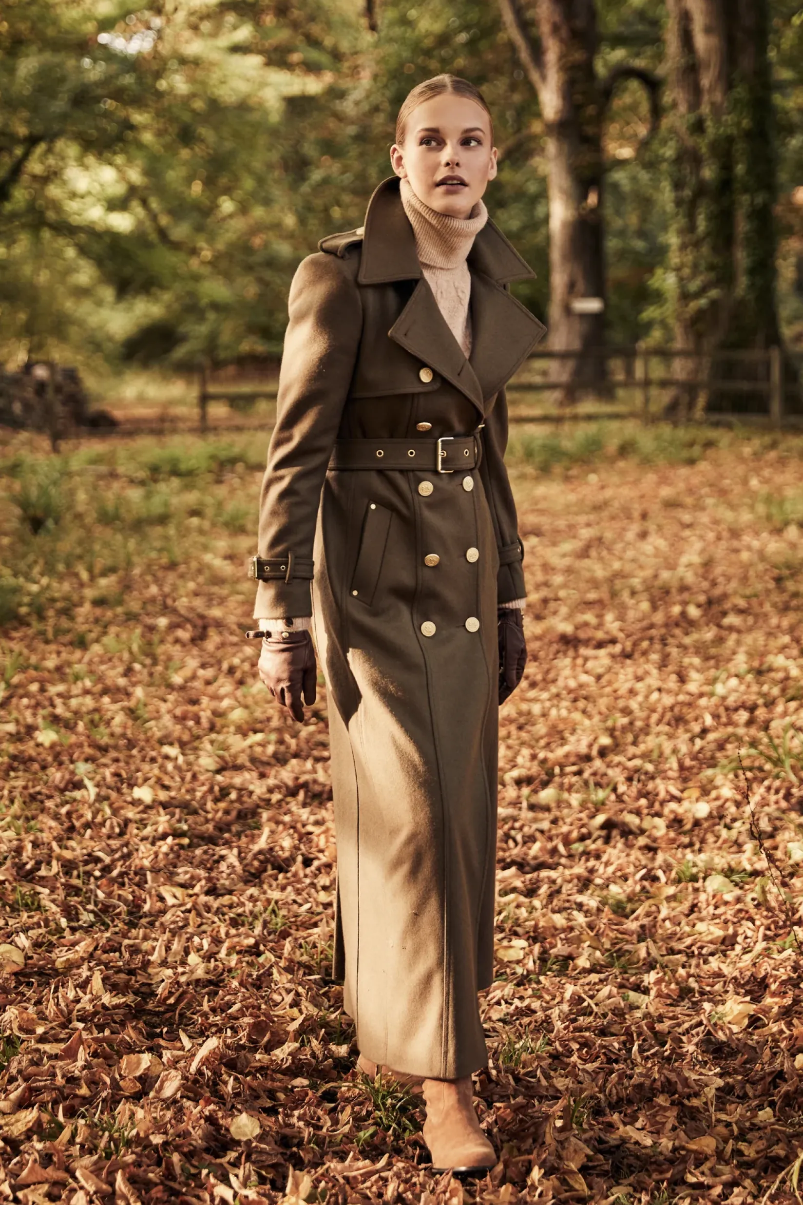 Holland Cooper Trench Coats|Coats-Full Length Chelsea Trench Coat Khaki