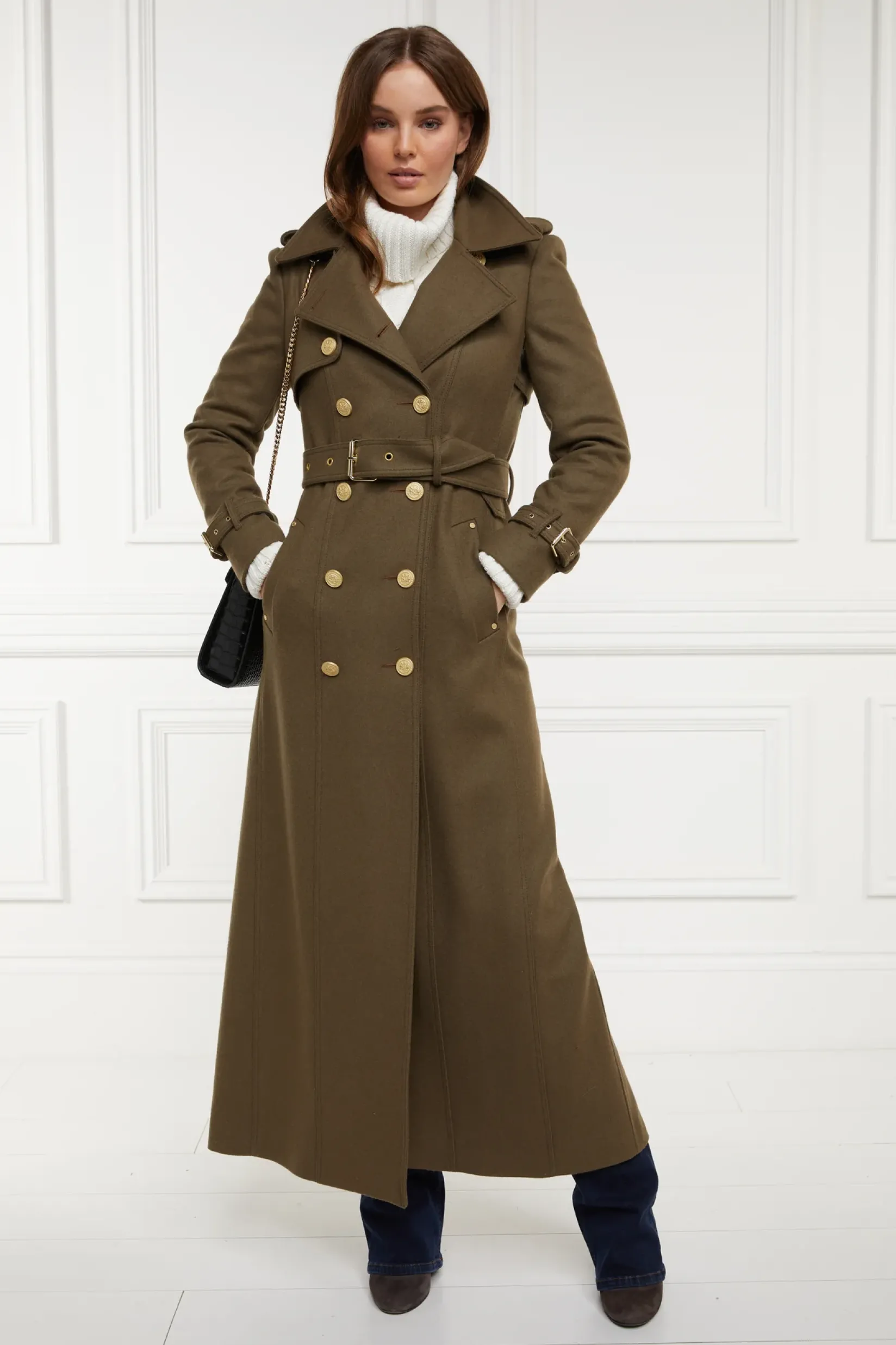 Holland Cooper Trench Coats|Coats-Full Length Chelsea Trench Coat Khaki