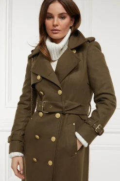 Holland Cooper Trench Coats|Coats-Full Length Chelsea Trench Coat Khaki