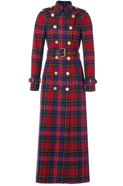 Holland Cooper Coats|In Stock Tailoring-Full Length Marlborough Trench Coat Macpherson Tartan